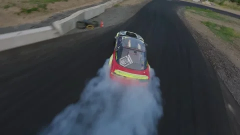 FPV Solo Drift Highlight With Smoke and Dynamic Motion in Milovice Stock Footage 328178527