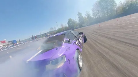 FPV Solo Drift Run With Heavy Tire Smoke and Dynamic Motion 스톡 동영상 328469560