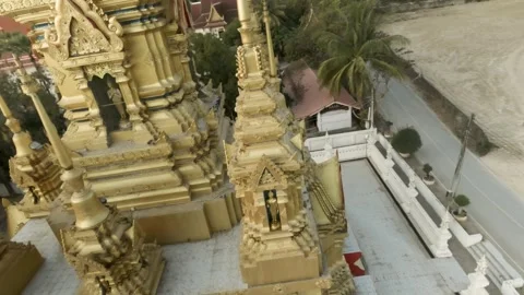 FPV Sunset Complex Movement of Wat Khaemaed  Chiang Mai Stock Footage 332794799