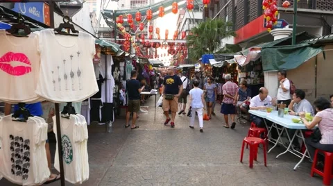 FPV walk through not very crowded chinatown street in Kuala Lumpur Stock Footage 50875937