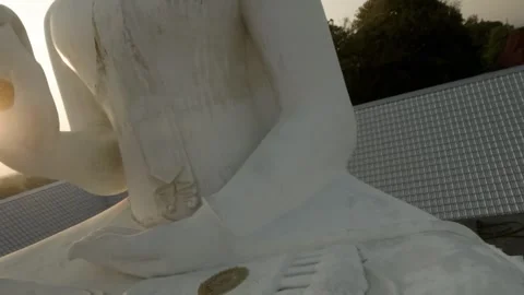 FPV Wide Sunset Shot of Wat Pak Thang Samakkhi  Chiang Mai Stock Footage 332794814