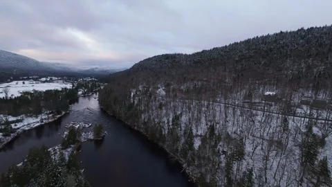 Fpv winter descent into snowy valley Stock Footage 321179249