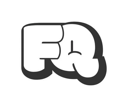 FQ logo, bubble comic lettering, rounded in graffiti style black and white .. Stock Illustration