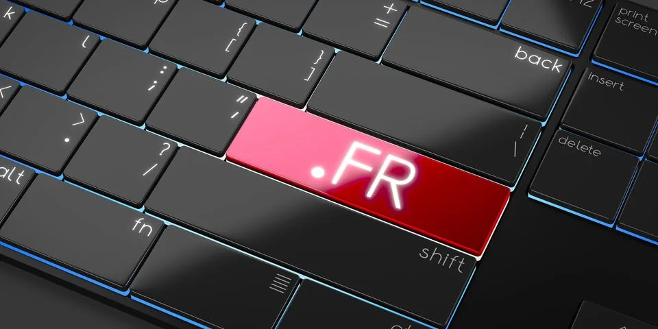 FR domain - modern computer keyboard - 3D illustration Illustrazione stock