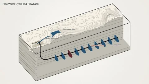 Frac Water Cycle Source Pond Flowback Storage Shale Oil Block Diagram Stock Footage 344527322