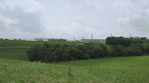 Fracking and natural gas infrastructure Stock Footage 135602257