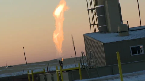 Fracking gas flare Stock Footage 44616533