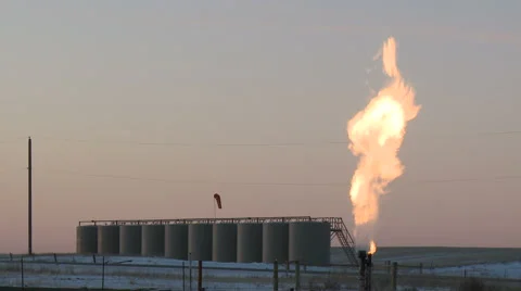 Fracking gas flare Stock Footage 44616577