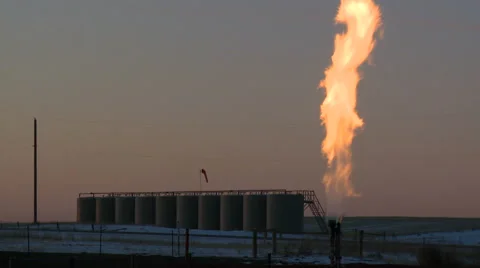 Fracking gas flare Video stock 44616595