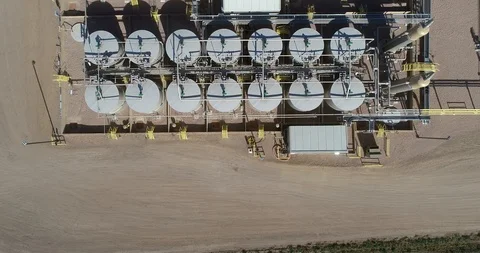 Fracking pad fly over - by drone 4k 60fps Stock Footage 116557232