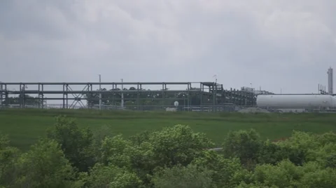 Fracking Power Plant pan Stock Footage 51023434