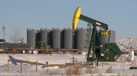 Fracking pumpjacks Stock Footage 44616329