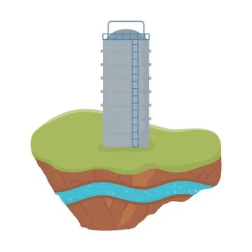 Fracking reservoir tank soil layer water underground Stock Illustration