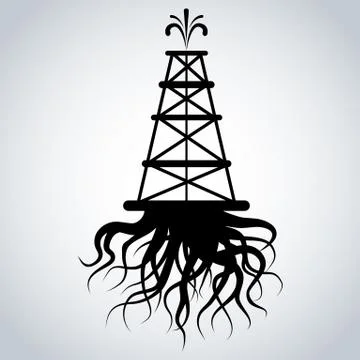 Fracking Rig With Roots Stock Illustration