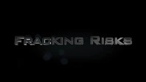 Fracking Risks title metal text on black alpha channel background Video stock 295843605