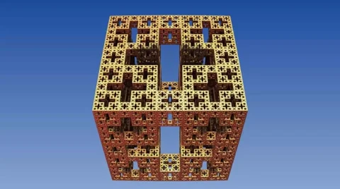 Fractal 3D animation of a cube with a cross Stock Footage 64882203