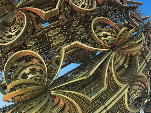 Fractal 3D background, abstract 3D illustration, element for design Stock Illustration