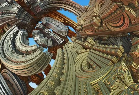 Fractal 3D background, abstract 3D illustration, element for design Stock Illustration