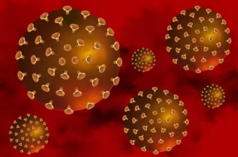 Fractal 3D model of the Coving-19 pandemic close-up Stock Illustration