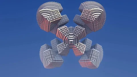 Fractal 3D transformation on a blue background Stock Footage 107324558