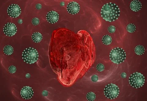 Fractal, 3D viruses attack the abstract heart Stock Illustration