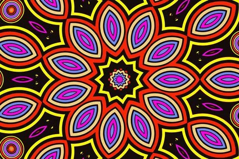Fractal abstract background with an unusual abstract flower in the center a.. Stock Illustration
