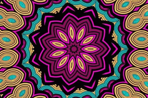 Fractal abstract background with an unusual abstract flower in the center a.. Stock Illustration