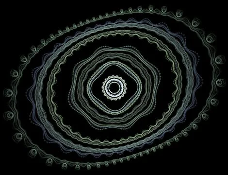 Fractal abstraction. Pattern of flowers and circles, ethnic style Stock Illustration