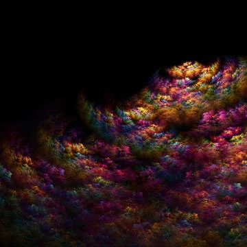 Fractal Alien Branches Isolated on Black  - Fractal Art Stock Illustration
