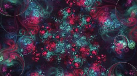 Fractal art background texture pattern - stunning floral swirls and multi colore Illustrazione stock