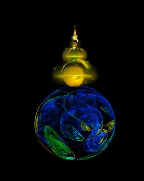 Fractal of a Christmas tree on the globe. Stylized illustration of Christmas Stock Illustration