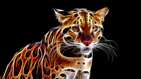Fractal Clouded Leopard 4K Video stock 306592271