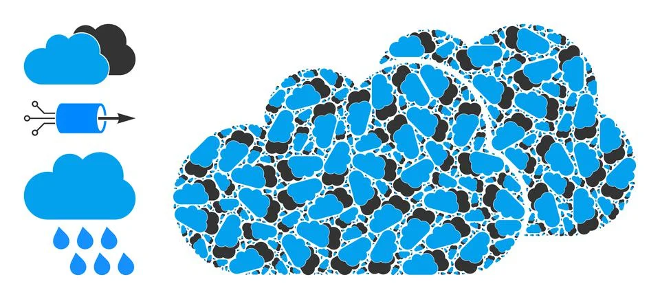Fractal Clouds Icon Self Mosaic 스톡 일러스트