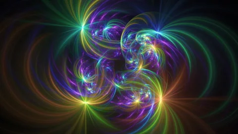 Fractal combination of glare particles revolving on black background. Stock Footage 337984813