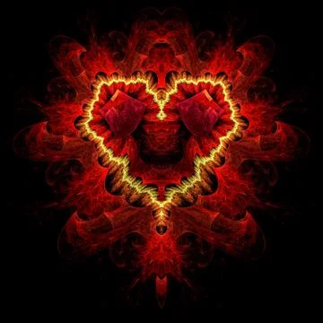 Fractal computer generated heart background Stock Illustration
