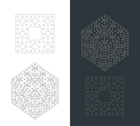 Fractal cube drawings Stock Illustration