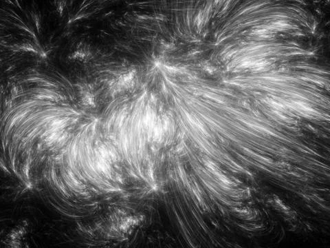 Fractal curves in space intensity map black and white Stock Illustration