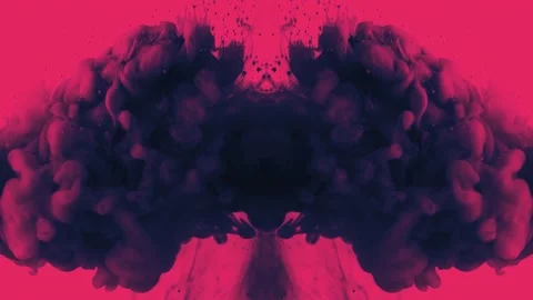 Fractal dark cloud in motion, ink in water, pink background Stock Footage 234824207