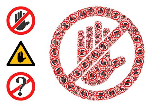 Fractal Do Not Touch Icon Itself Collage Stock Illustration