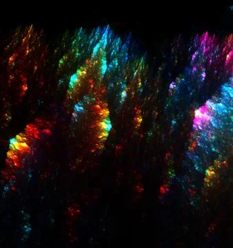 Fractal Druze of Crystals on Black Background  - Fractal Art Stock Illustration