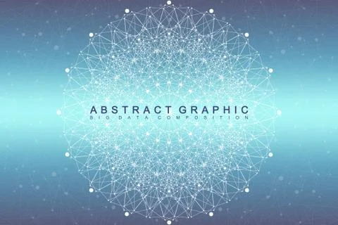 Fractal element with compounds lines and dots. Big data complex. Graphic Stock Illustration