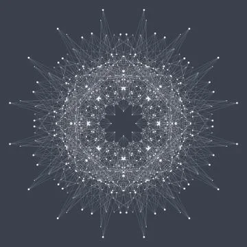 Fractal element with compounds lines and dots. Big data complex. Graphic Stock Illustration