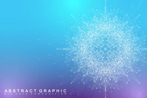 Fractal element with compounds lines and dots. Big data complex. Graphic Stock Illustration
