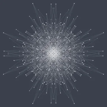 Fractal element with connected line and dots. Virtual background communication Stock-Illustration