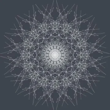 Fractal element with connected line and dots. Virtual background communication Stock Illustration