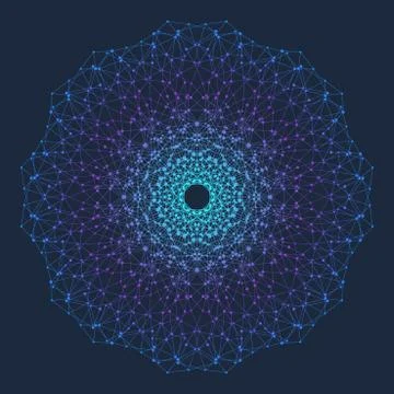 Fractal element with connected line and dots. Virtual background communication Stock Illustration