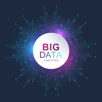 Fractal element with connected line and dots. Virtual background communication Stock Illustration