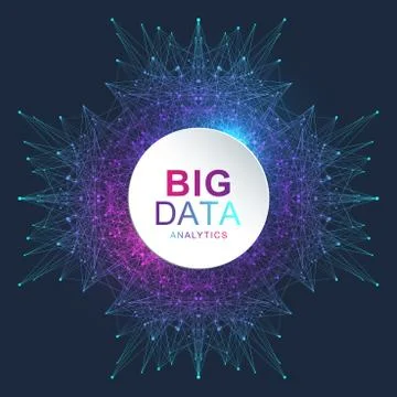 Fractal element with connected line and dots. Virtual background communication Illustrazione stock