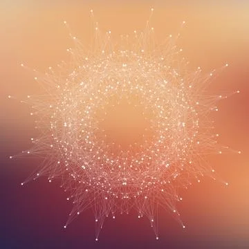 Fractal element with connected lines and dots. Big data complex. Virtual Illustrazione stock