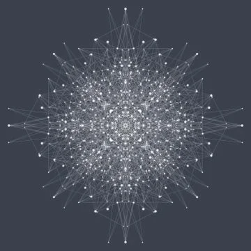 Fractal element with connected lines and dots. Big data complex. Virtual Stock Illustration